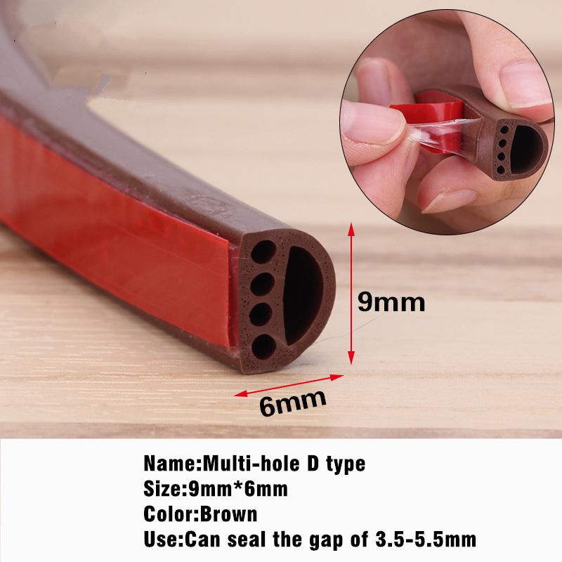 New 6M Silicone Rubber Weather Strip I/E/D Type Seal Strip for Doors Windows Self Adhesive Anti Collision Soundproof Waterproof