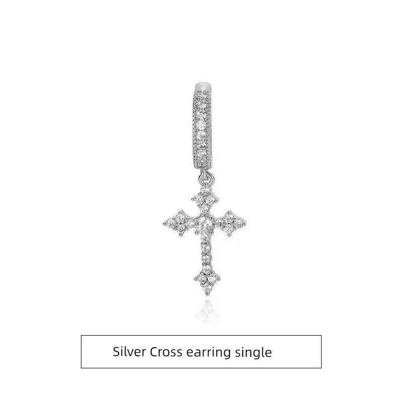 Fdk Cross Zircon Earrings for Men 2026 New Popular High-End Versatile Earrings with a Sense of Style and Trendiness