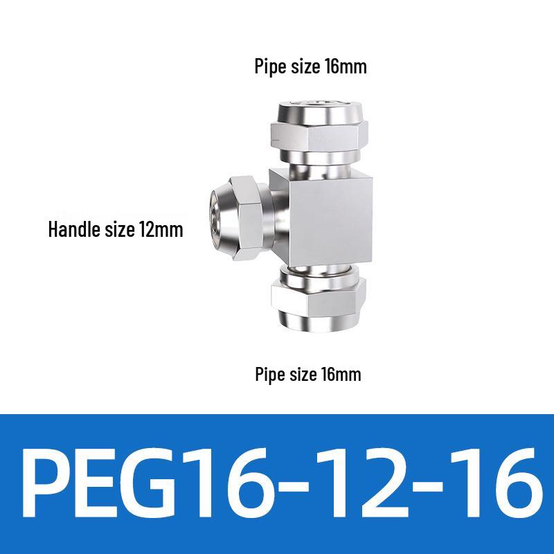 Trachea Quick-Connect T-Nozzle Adapter for Air Pumps and Compressors, with PE Pneumatic Lock Nut, Reducer, and PEG4 6/8mm Compatibility.