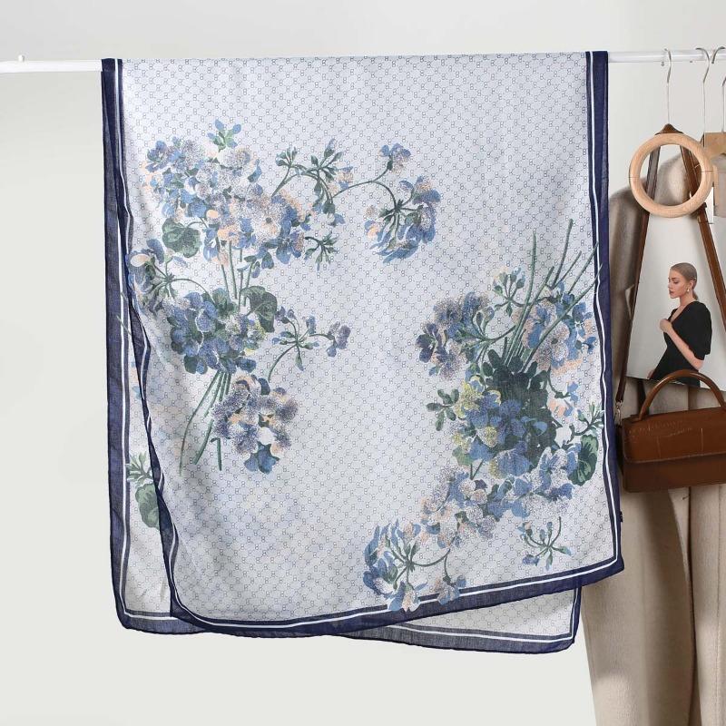 New cotton and linen feel simple color matching letter O scarf fashion travel sunscreen yarn