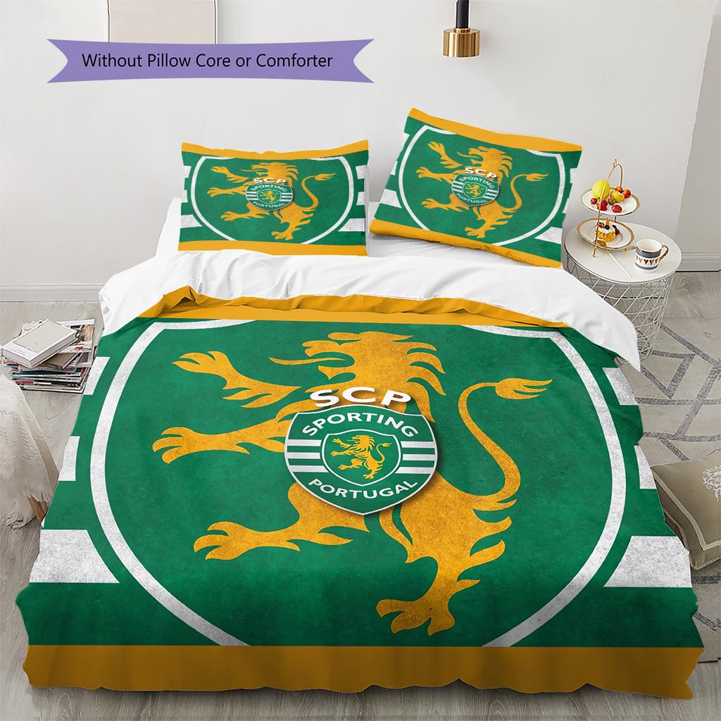 Sporting FC Pattern Bedding Quilt Set Quilt Cover Pillowcase Home Decoration Gift (1 * duvet cover + 2 * pillowcase, without core)
