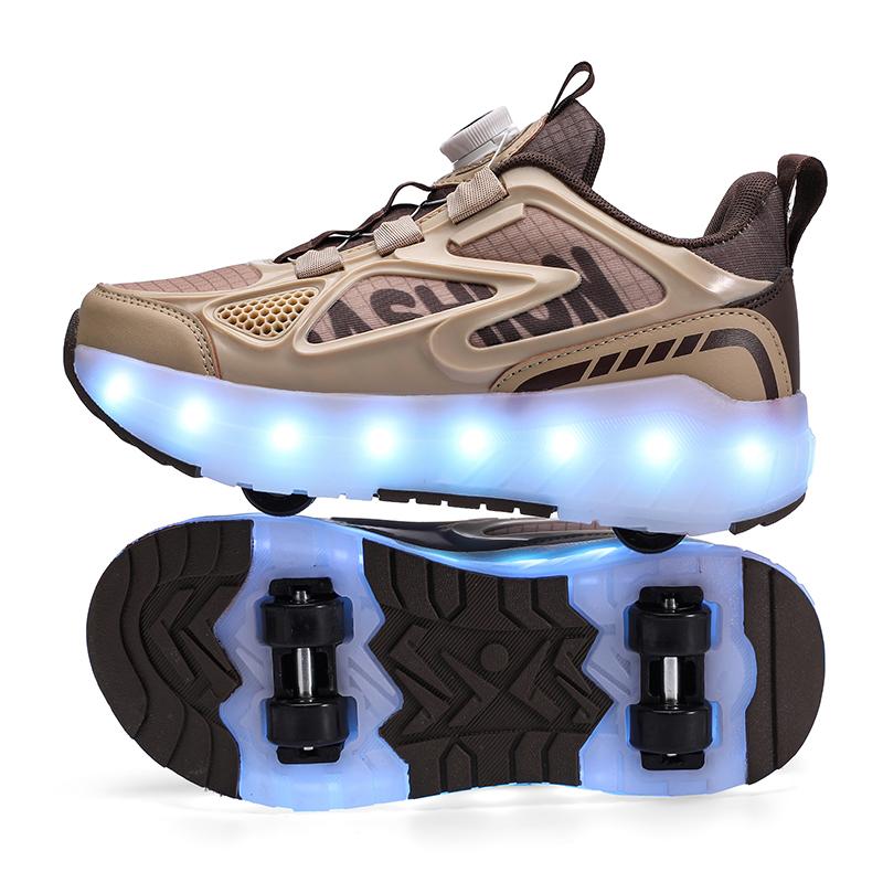 Summer Heely Shoes Girls Mesh Breathable Roller Skates Female Students Four-wheel Rechargeable LED Sports Skates Boys Glowing Sports Shoes