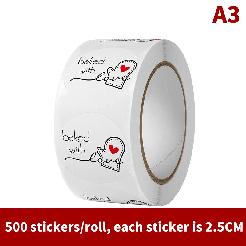 500Pcs /Roll 25Mm Black Thank You Stickers Kraft Paper Sticker For Baking Wedding Decor Birthday Party Gift Sealing Sticker