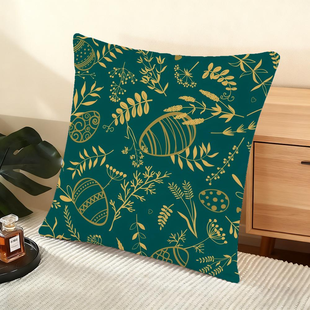 Happy Easter Cushion Cover Soft Short Plush Pillow Cover Smooth Cozy Texture Aesthetic Cushion Case Home Decor