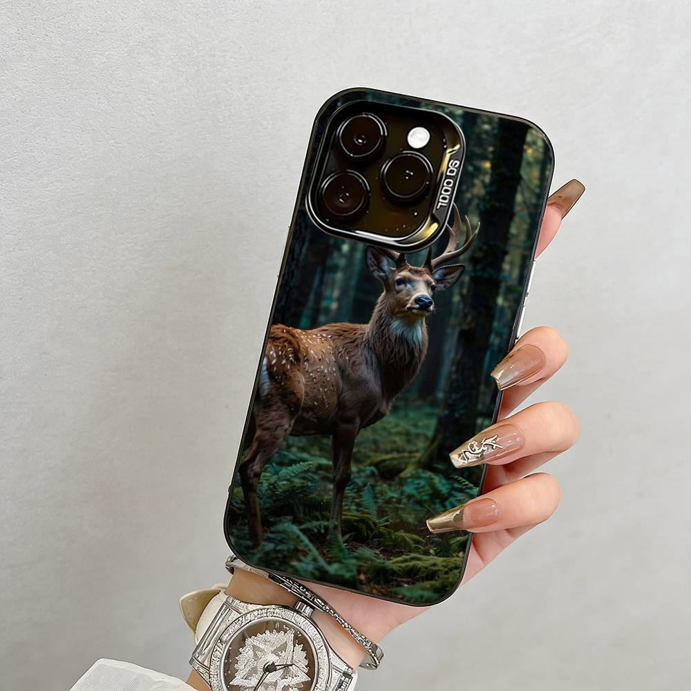 

Deer Phone Case For iPhone 17,16,15,14,13,12,11 Plus,Pro Max,XS,Colorful Silver Phone case Funda Cover iPhone16e