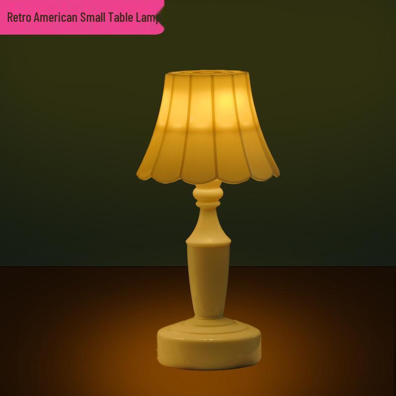 European Retro LED Night Lamp: Textured Small Desk or Bedside Decor with Palace Lantern Style