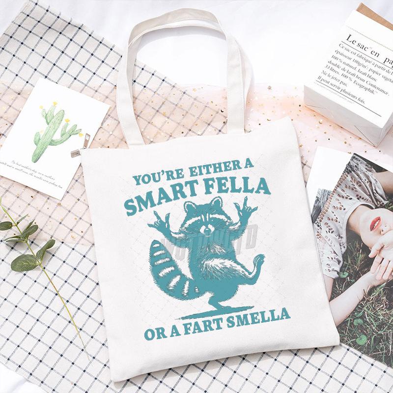 Canvas Bag Niche Cartoon Raccoon Tote Bag Commuter Portable Student Women'S Fashion Shoulder Bag