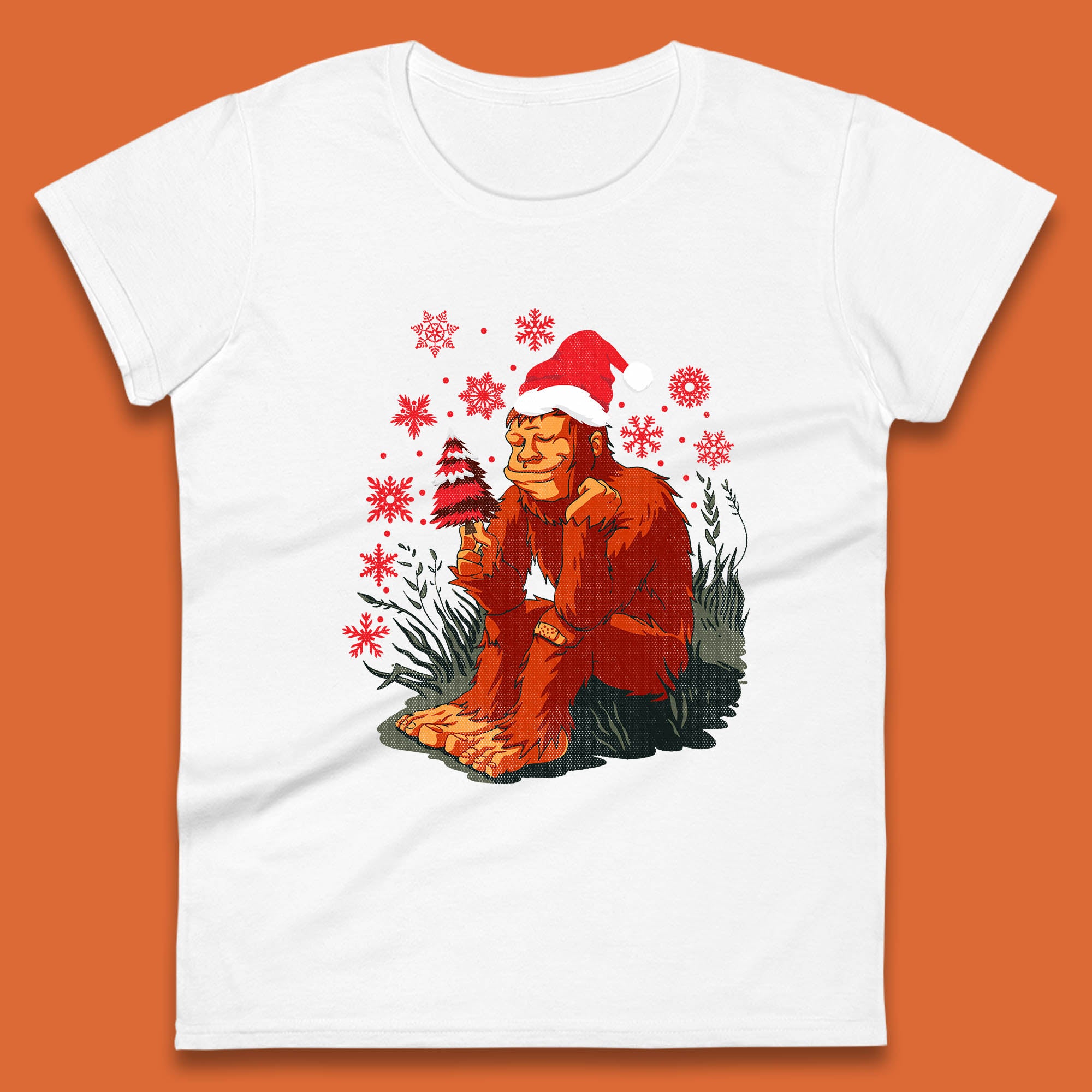 Bigfoot Christmas Womens T Shirt Mens Tops Tees Unisex Christmas Tree Top 4XL