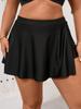 2026 Czarny Kostium Kąpielowy w Stylu Spódnicy Plus Size z Wysokim Stanem, Zachowawcze Szorty Deskorolkowe i Kieszenią