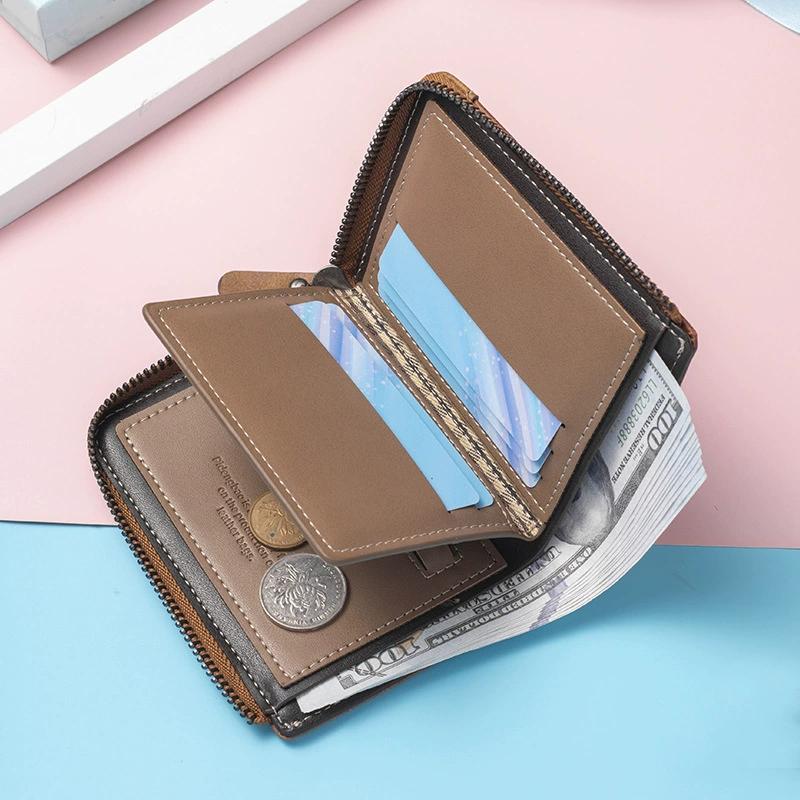 High Quality Men's Wallet Nubuck Leather Blocking Multi Luxury Designer Money Clip Card Holder Slot 3 FoldPurse