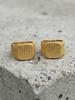 18k Gold-Plated Stainless Steel Square Ring: Trendy, Wide Band with Granular Texture