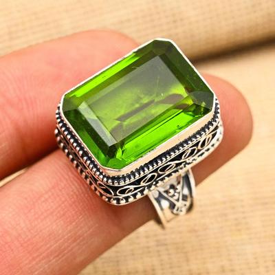 Peridot Gemstone Handmade 925 Sterling Silver Ring Jewelry For Thanksgiving