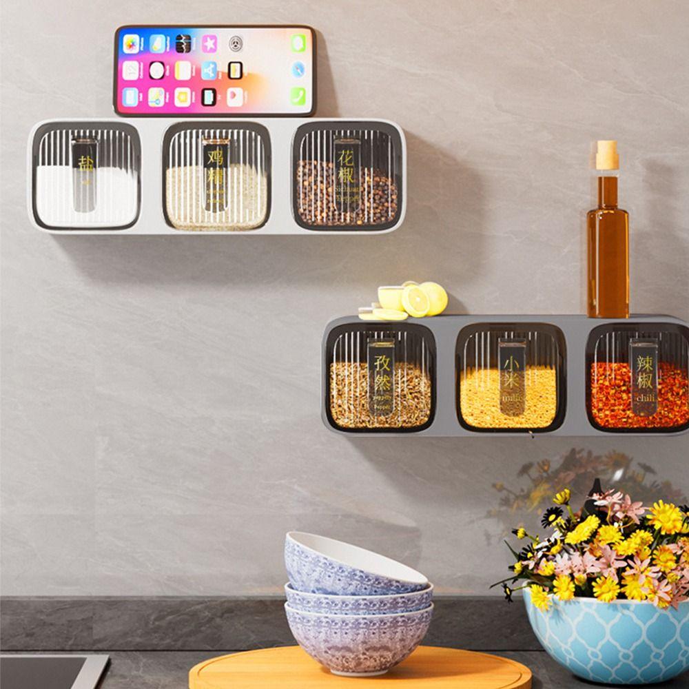 White Grey Seasoning Container 2/3 Grids Kitchen Storage  Kitchen Supplies