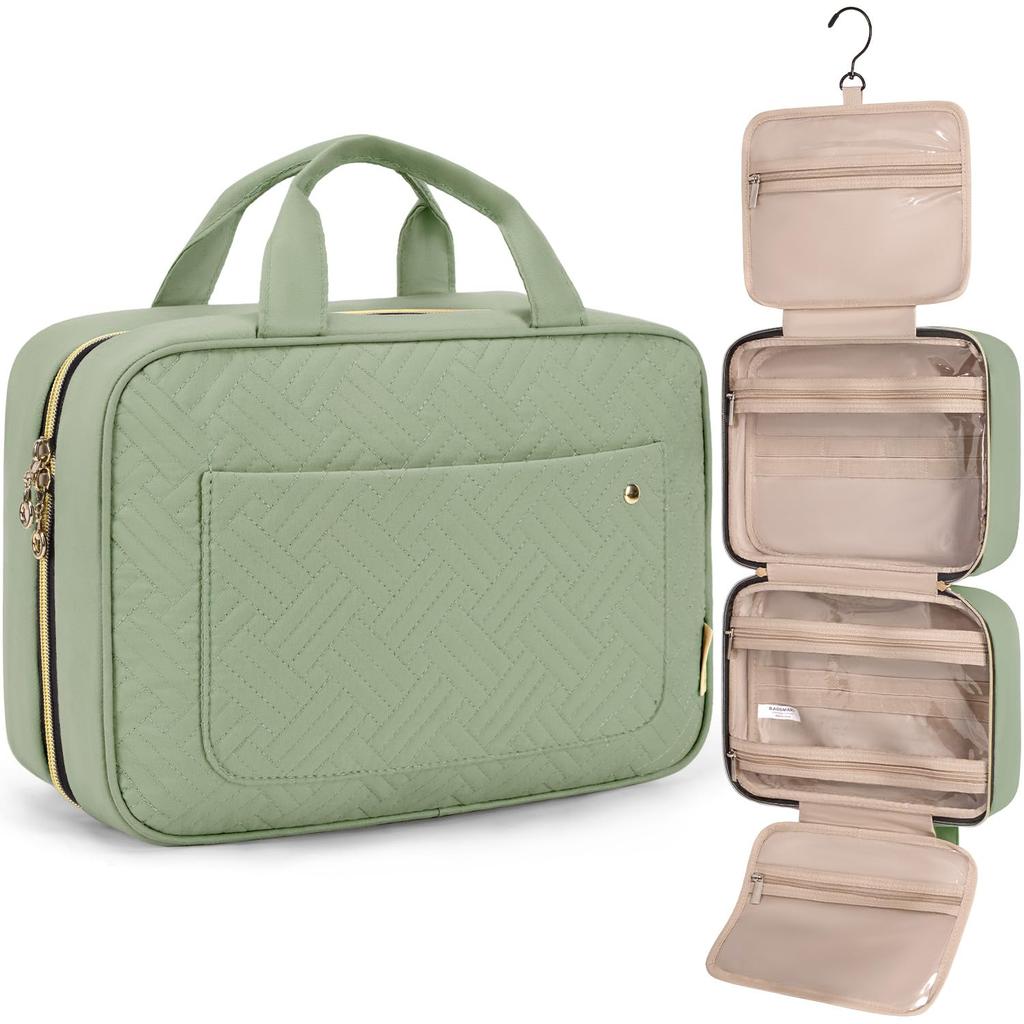 BAGSMART Borsa da Toilette Grande Borsa da Viaggio con Gancio Appendiabiti, Borsa per Cosmetici e Trucco Resistente all'Acqua Organizzatore da Viaggio per Accessori, Shampoo, Formato Standard