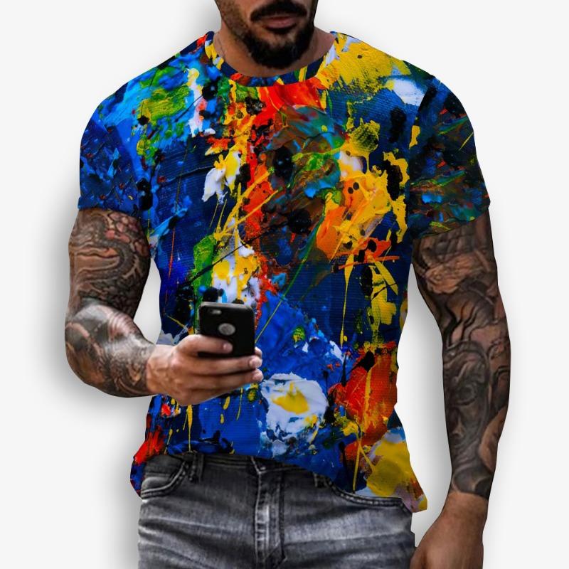 New 3d Printed Summer Simple Retro Men'S T-Shirt Trend Street Personality
