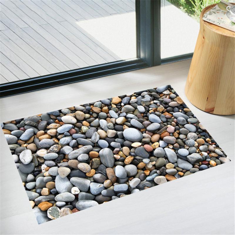 1 buc Autocolant de podea impermeabil cu aspect de piatră de râu, detașabil, mural modern, decal pentru sufragerie, baie, casă