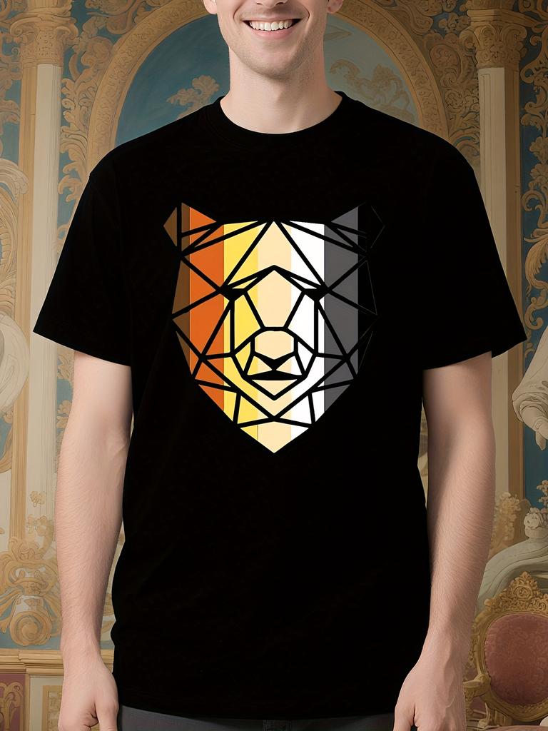 LGBT Papa Gay Pride Month - Bold Geometric Bear Graphic Tee T-shirt