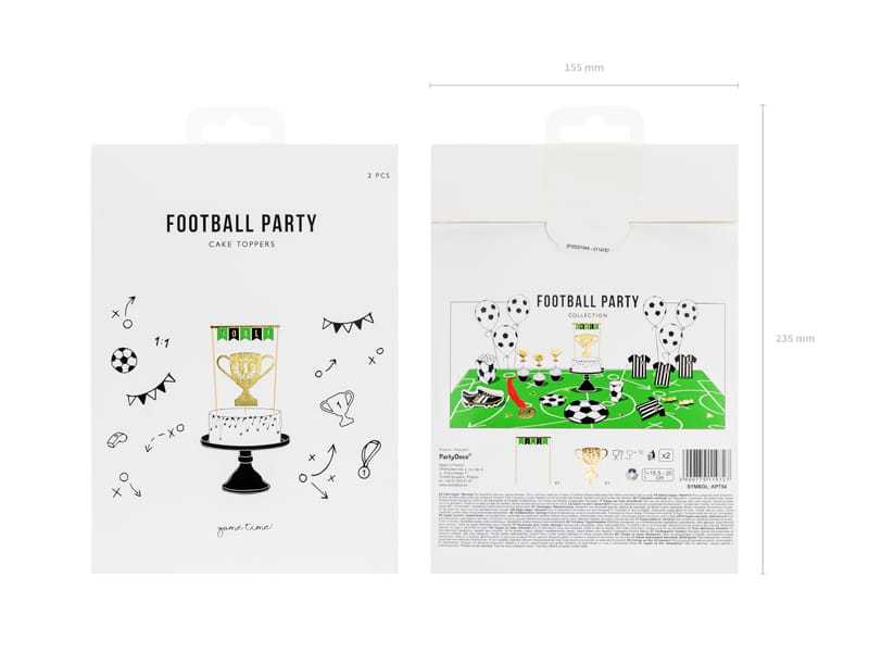 Partydeco Topper Na Tort Pilka Mix 15 5 20Cm 1 Op 2 Szt