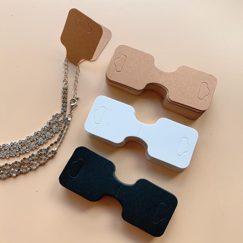 100Pcs Foldable Kraft Paper Packing Cards For Diy Hair Tie Jewelry Display Holders Handmade Necklace Bracelet Retail Price Tags