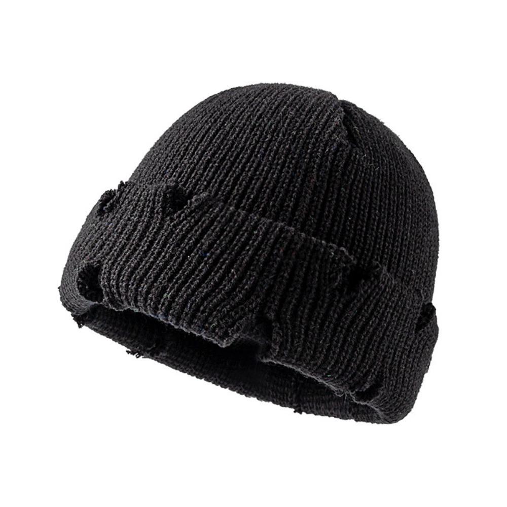 Warm Keeping Short Knit Beanie Acrylic Men Women Knitted Hat Fashion No Brim Warm Hat  Daily