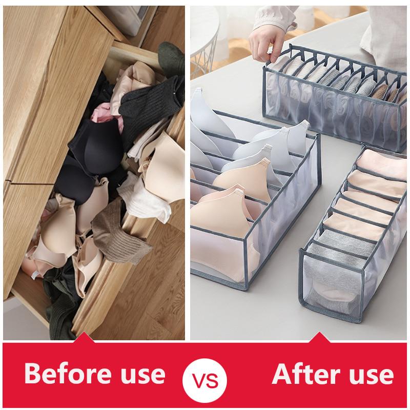 7/11 Grids Folding Underwear Storage Box Closet Drawer Divider Cabinet Organizers For Socks Panties Organizer Dormitory Save Space