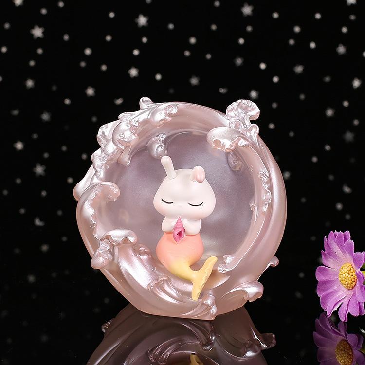 

Battery Lamp Night Powered 2 Options Cartoon Cute Mermaid Rabbit Shaped Light розовый