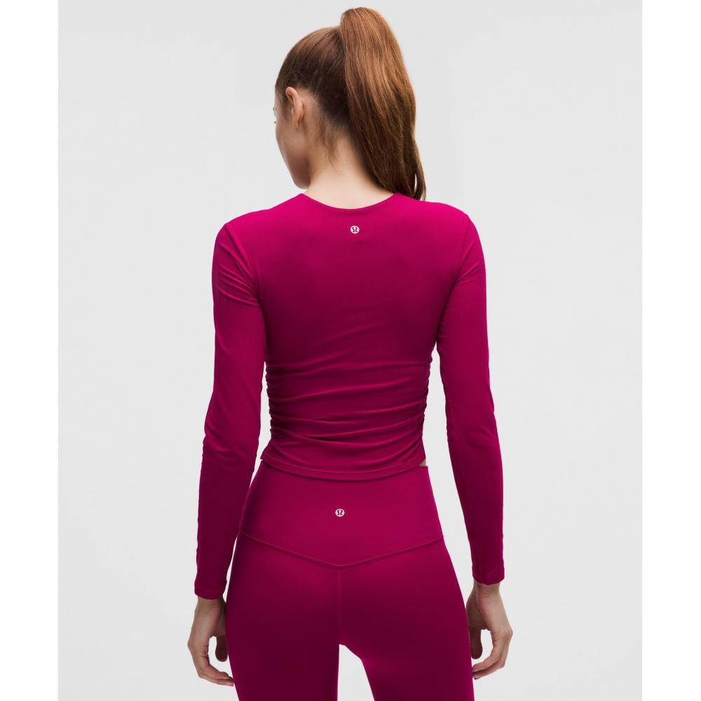Lululemon All It Takes RiBBeD Nulu V Neck Long sleeVe Shirt  B D Cups Berry rumBle