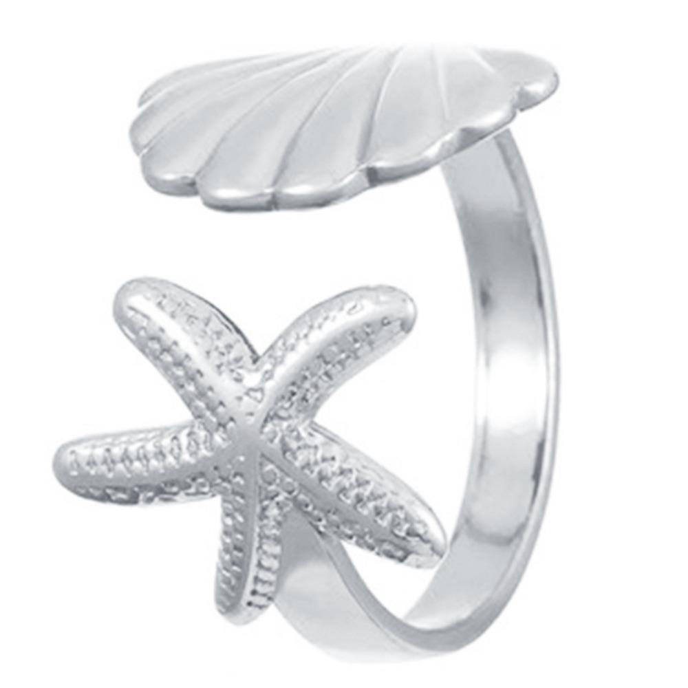 

Zinc Zinc Alloy Open Finger Rings Elegant Stainless Steel Rings Fashion Shell Starfish Rings Gift Style B