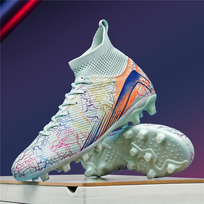 Student football shoes youth men's and women's high-top spike sneakers summer children's broken nail training shoes