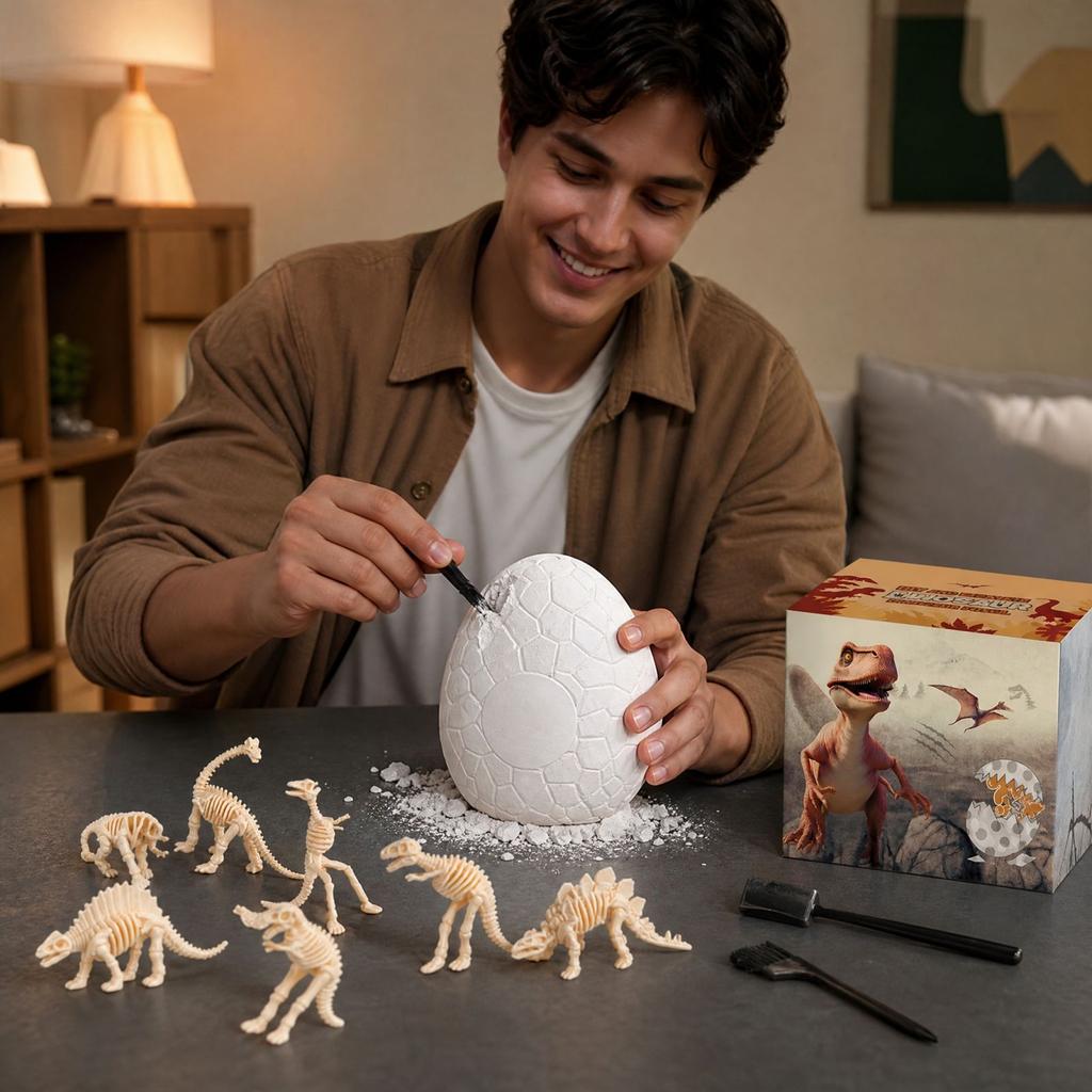 Dinosaur Egg Kit with 12 Skeleton, Large Dinosaur Egg Archaeology Excavation Toy, DIY for Kids