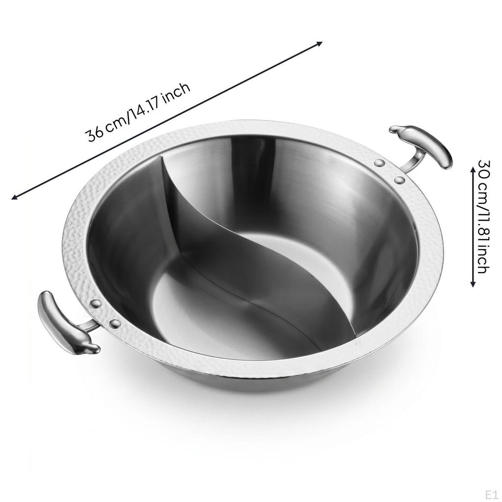 Divided Broth Pot TripleLayer Base Yin TwoCompartment Hammered Texture