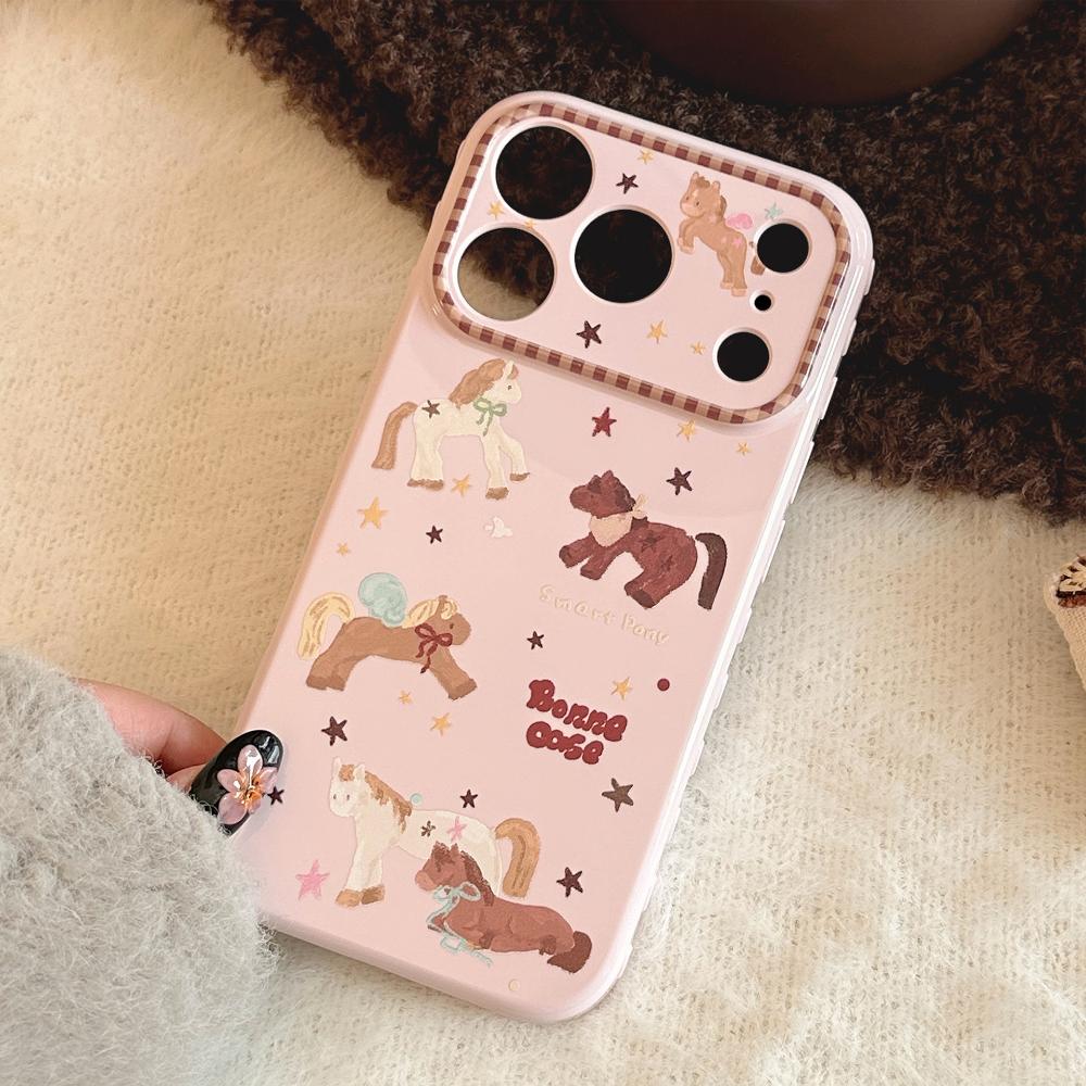 Cute Pink Pony Phone Case for IPhone 16, IPhone 17 Pro Max, and IPhone 14 with A Chain