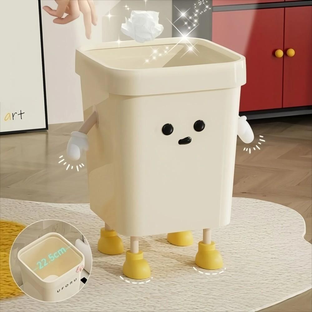 Storage Bin Trash Can Food Waste Plastic Wastebasket Lightweight Square Garbage Can  Kitchen