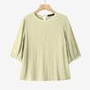 ZANZEA Women's Casual Textured O-neck 3/4 Sleeve Loose Blouse