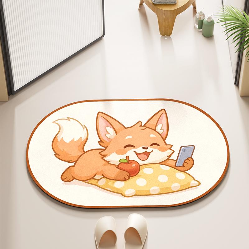

Cartoon Diatom Mud Absorbent Floor Mat Bath Room Toilet Bathroom Entry Door Bathing Non-Slip Foot Mat Carpet W Quality 40x60cm15.7x23.6in