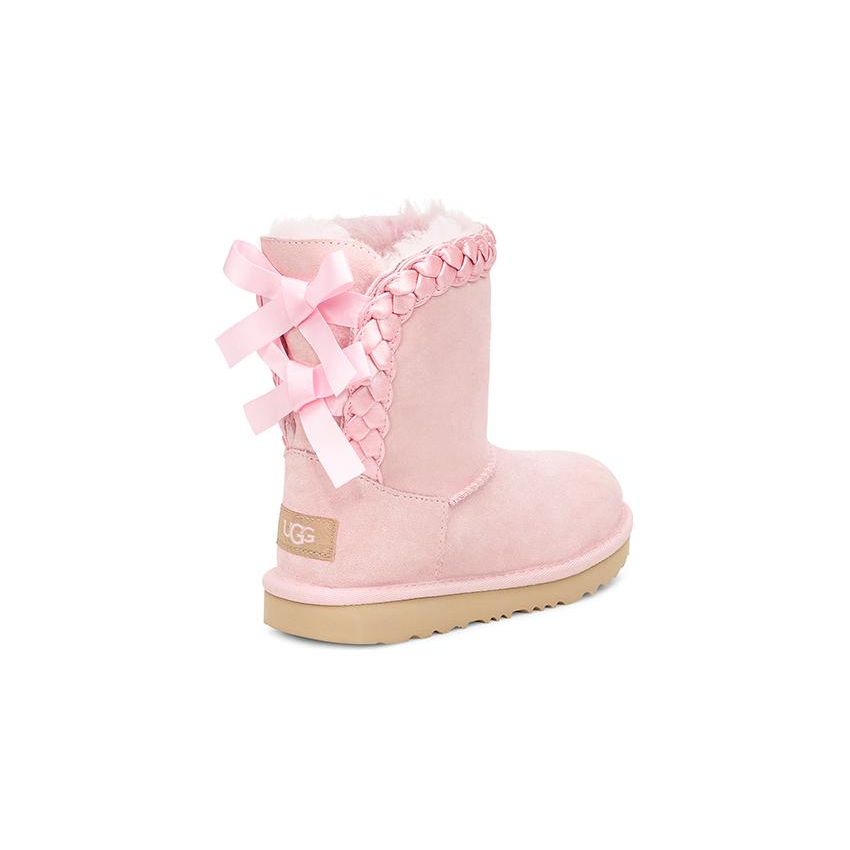 UGG Faux Suede Round Toe Mid Calf Warm Boots Kids Boots Pink 1103617T-SLPN