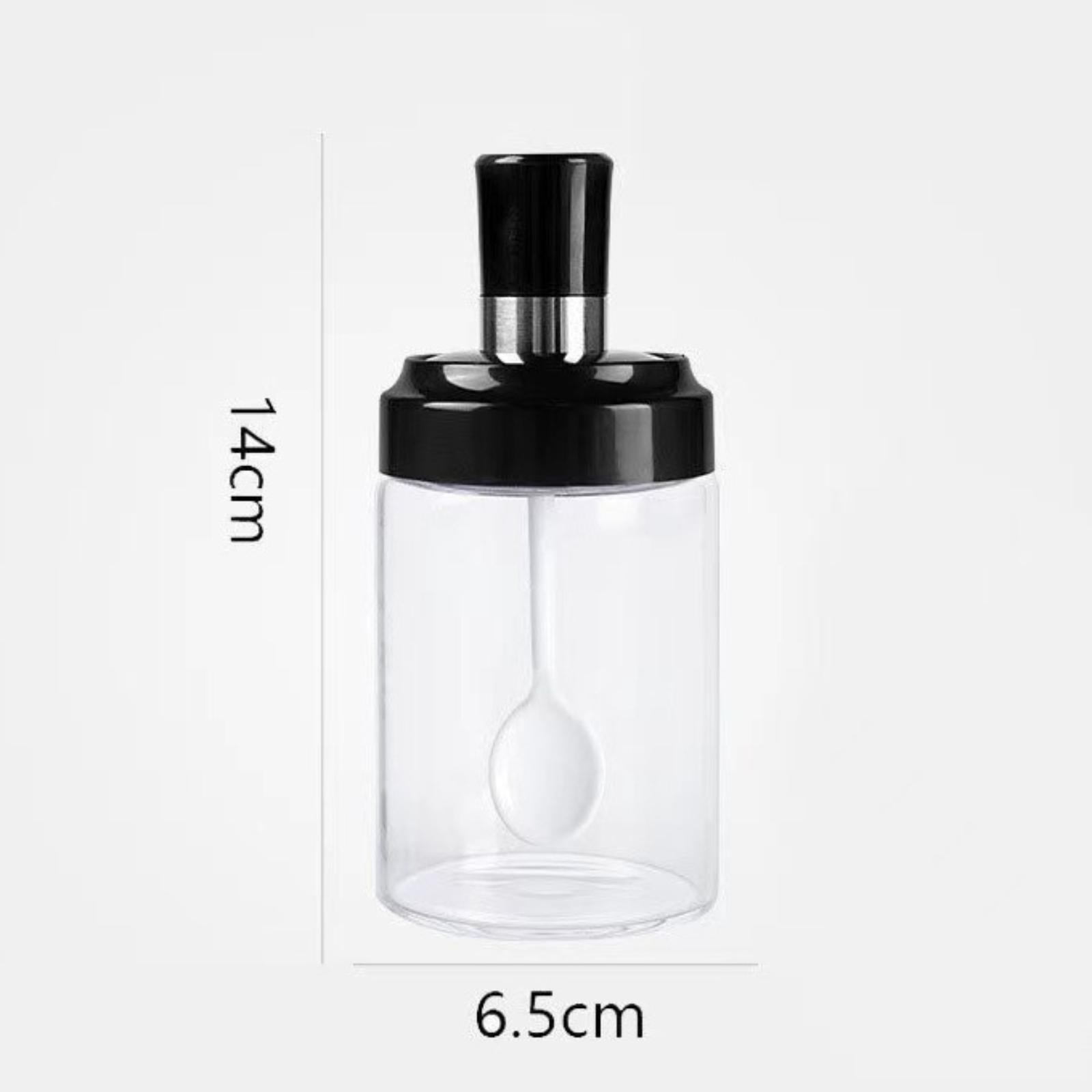 

Glass Spice Jar with Integrated Spoon Lid Seasoning Container Oil Dispenser Salt Chicken Essence Storage Bottle for Kitchen Use One Size