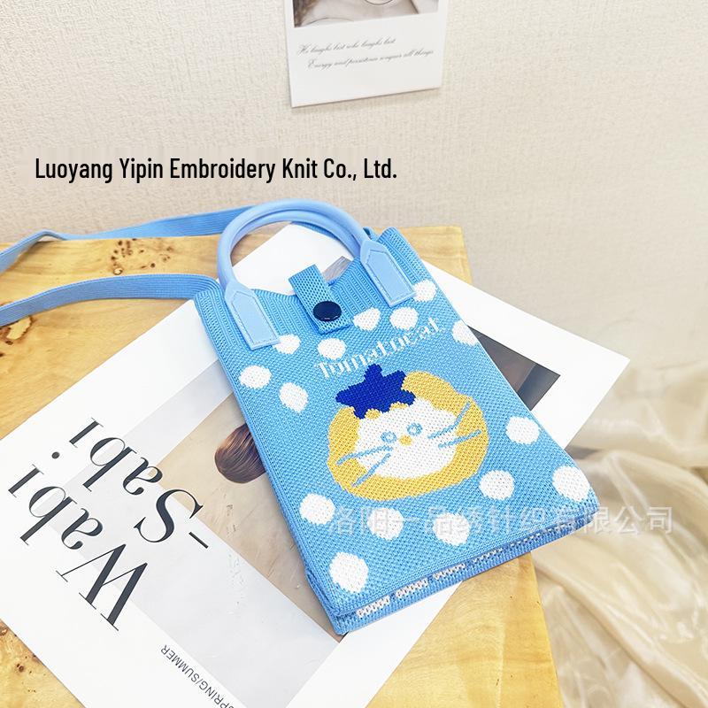 Cute Cartoon Dopamine Knit Crossbody Phone and Coin Bag