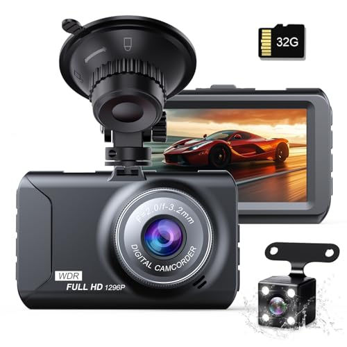 

TORAKIND Компактный видеорегистратор с 2 камерами (передней и задней), Автомобильный, Компактный видеорегистратор, 1296P, Использует матрицу Sony, 3-дюймовый ЖК-экран