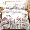 Flowers Queen Bedding Set 3D Print Singlesided Printed Comforter Plant Leaves Romantic and Warm Duvet Bedding Cover For Girls