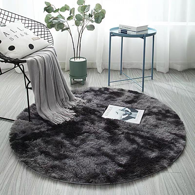 

Nordic Tie-Dye Gradient Round Carpet Yoga Mat - Plush Floor Mat for Living Room or Hanging Basket Chair 80x80 cm