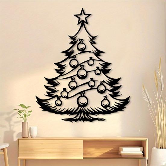 Yousheng Metal Christmas Tree Wall Decoration Modern Minimalist Black Abstract Tree Wall Art Home Office Living Room Bedroom Wall Hanging Ornament