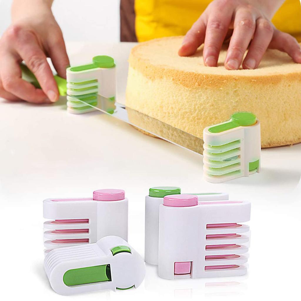 TOUBAOBAO DIY Cake Layering Bread Toast Flat Kitchen Cake Making Tools Cake 2-Pack Slicer, Aid, Slicer, Slicer, 5-Layer Slicer, Supplies, (Pink Knife)