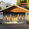 2D Door Banner, 1pc Winter Wonderland Garage Door Banner - 2D Flat Printing, Cedar Tree and Starry Sky, Christmas Decoration