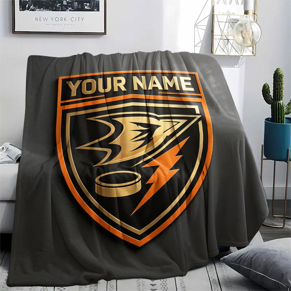 Custom Name,Anaheim Ducks Printed Flannel Blanket, soft throw for bedroom sofa, washable, Christmas present, great gift.