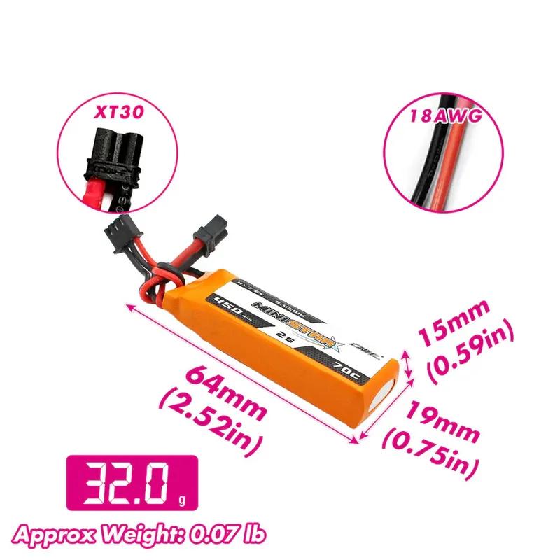 

CNHL LiHV MiniStar HV 450mAh 7.6V 2S 70C Lipo Battery With XT30U 3PCS 6PCS 3PCS