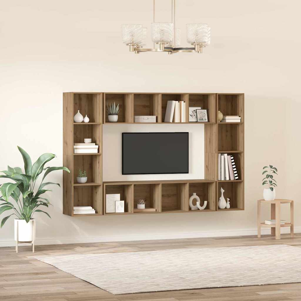 TV Cabinet Set 4 Pcs Brown 37 X 37 X 142.5 Cm Particleboard