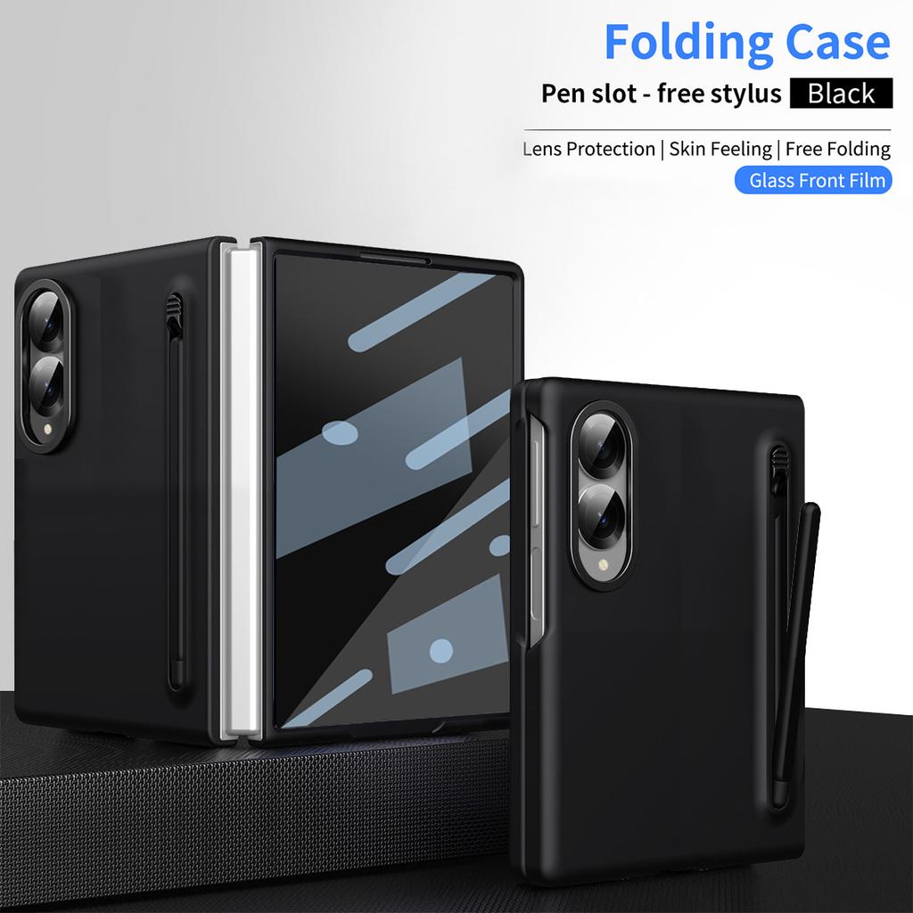 Für Samsung Galaxy Z Fold8 Hülle luxuriöses Hautgefühl faltintegrierter Stifthalter mit gehärteter Folie Abdeckung für ZFold 8 WIDE Funda