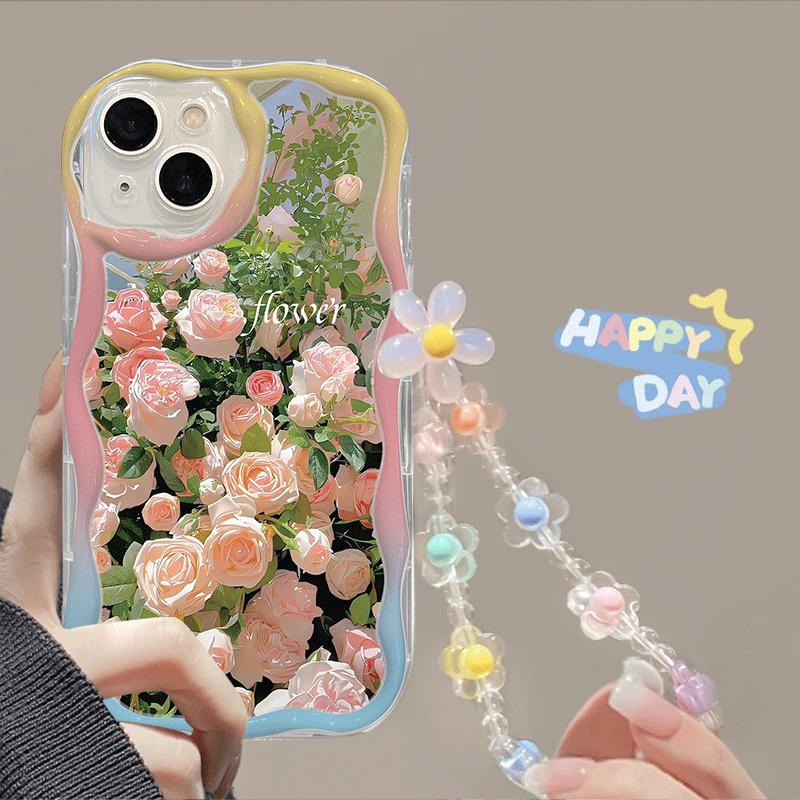Flower Bracelet Case For VIVO Y19S Y17S Y28S Y03 Y28 Y21 Y19 Y17 Y11 Y20 Y22S Y02S Y76 Y35 Y36 Y50 Y77 Y78 Plus Y33T Y33S Y21S