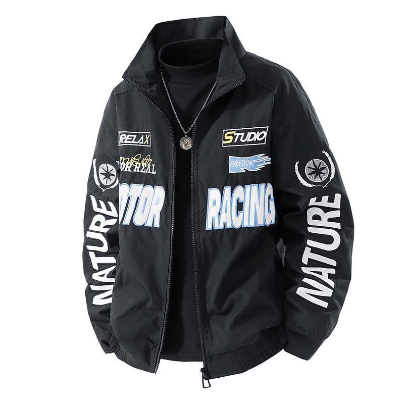 25 Autumn and Winter New Three-proof Embroidered Couple Racing Clothes Retro Jacket Jacket Motorcycle Cycling Clothes